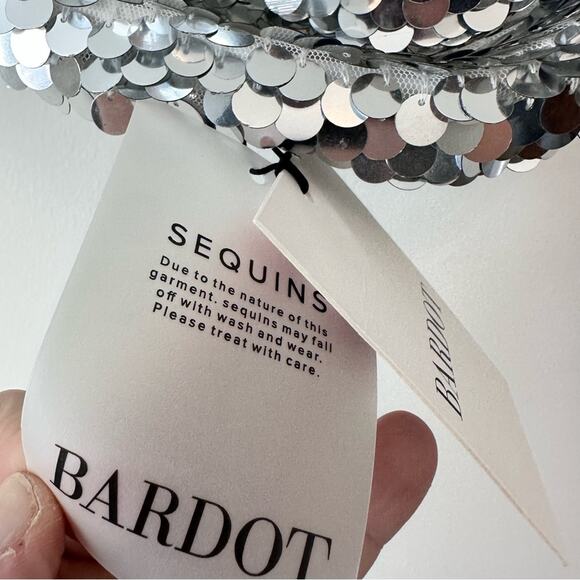 Bardot Cosmic Silver Sequin Bandeau Tube Top US Size 6 - Picture 7 of 10